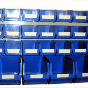 PLASTIC STORAGE BINS, LOUVRE BOX SET BINS AND PANEL VARIOUS COLOURS BLUE BK60